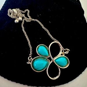 Turquoise flower adjustable bracelet sterling silver